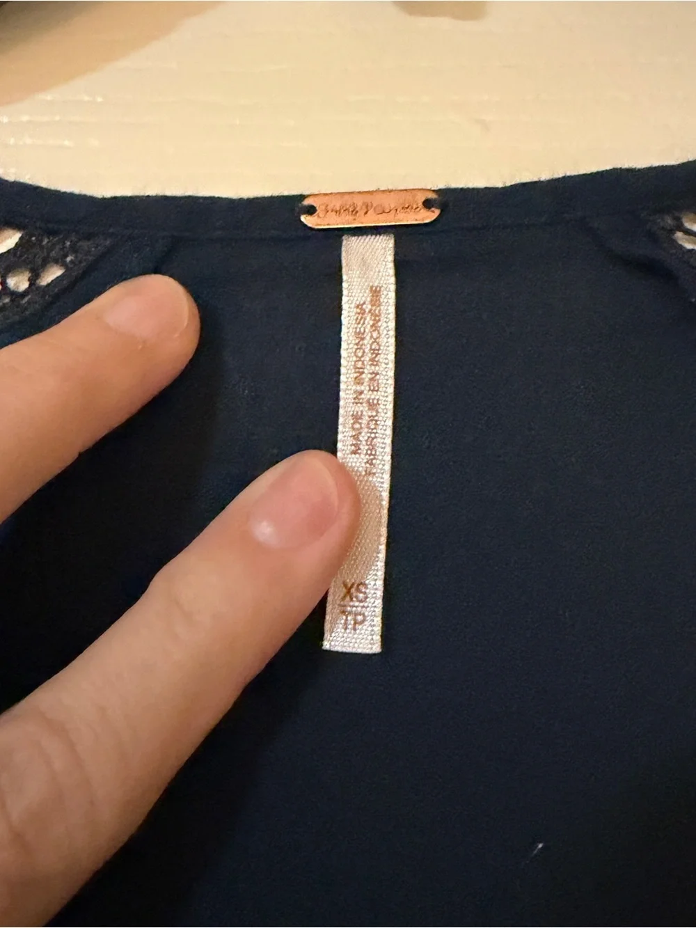Lucky Brand Deep Navy Ruffle V-Neck Blouse
